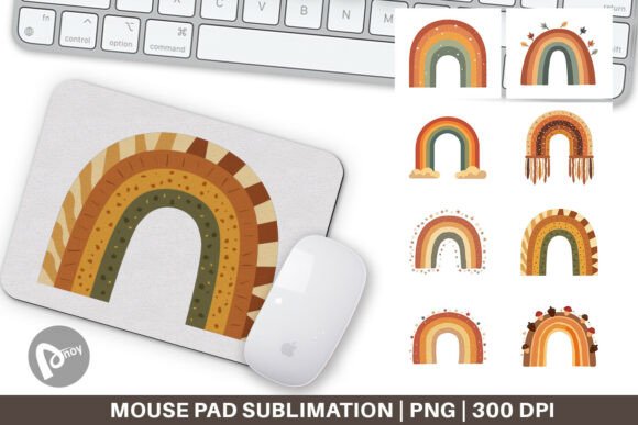 Boho Autumn Rainbows Mouse Pad