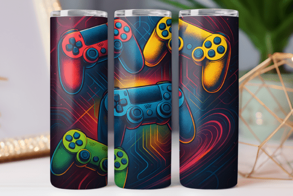 Controller Gaming Tumbler Wrap 20oz PNG: Merging Gaming Culture with Custom Sublimation Design