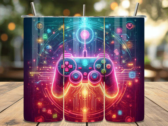 Digital Neon Gaming Tumbler Wrap Design: The Ultimate Guide to Custom 20 oz Skinny Tumblers