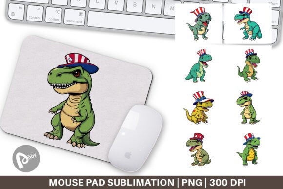 Dinosaur Patriotic Mouse Pad Design for Your Desk