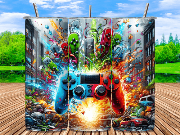 Exploding Gaming Controllers Tumbler: Bringing High-Energy Art to Sublimation Crafts