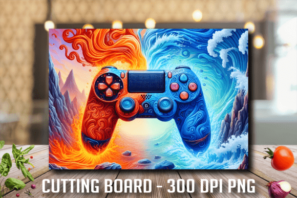 Fire Ice Gaming Controller Cutting Board Design