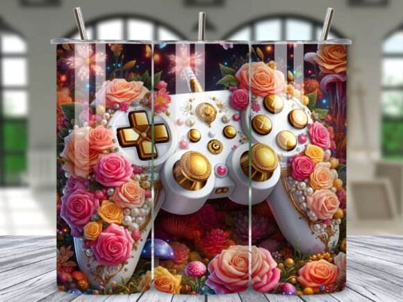 Floral Gaming Controller Tumbler Wrap
