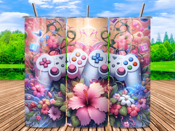 Floral Gaming Controllers Tumbler Wrap: Creative Personalization for Gamers and Crafters