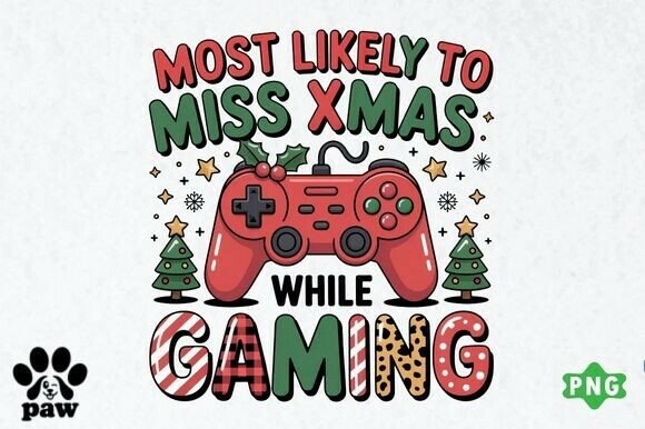 Funny Gaming PNG: Miss Xmas While Gaming