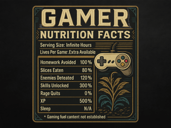 Gamer Nutrition Facts PNG Funny Gaming: Integrating High-Quality Digital Art into Tangible Product Workflows