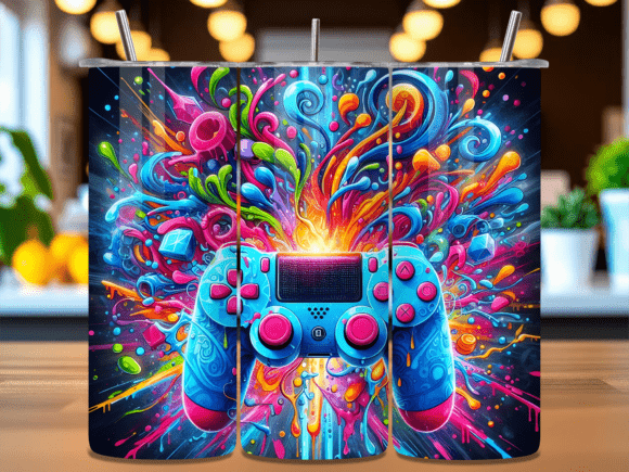 Gaming Controller 20oz Tumbler Wrap PNG