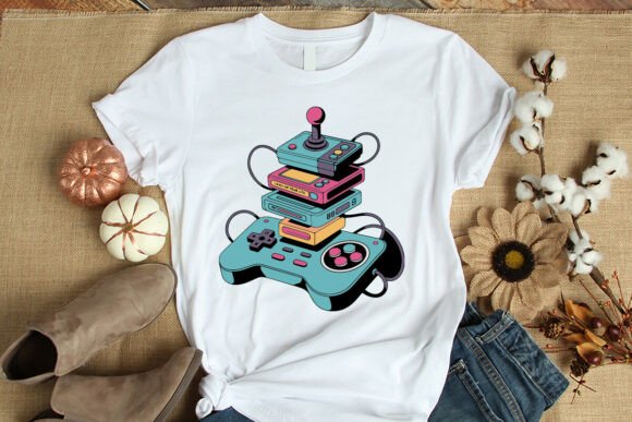 Gaming Controller T-Shirt Design Vector for Custom Apparel and Print-on-Demand
