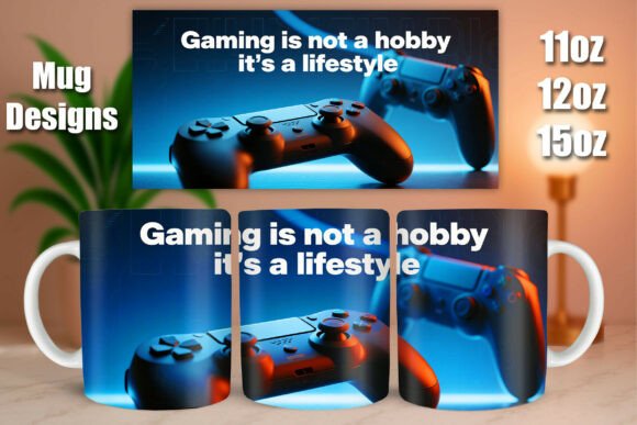 Gaming Lifestyle Typography Mug: A Versatile Digital Design for Custom Drinkware