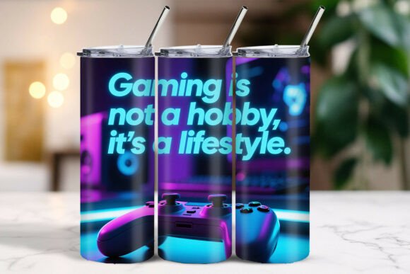 Gaming Lifestyle Typography Tumbler: A Design Resource for Custom Drinkware