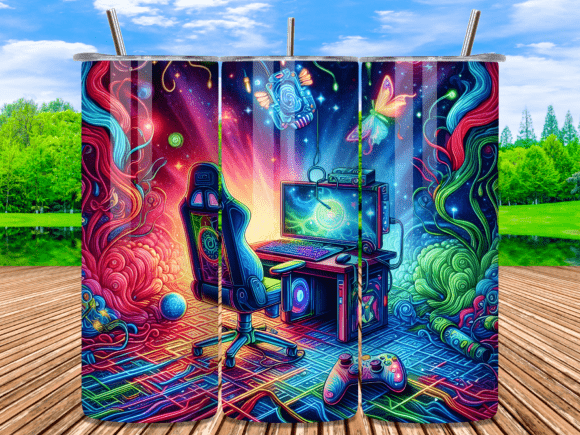 Gaming Room Setup Neon Art Tumbler Wrap