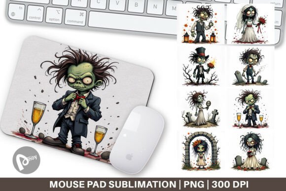 Grumpy Zombie Couple Mouse Pad for Desk Style