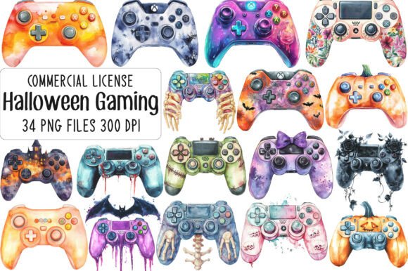 Halloween Gaming Controllers Clipart
