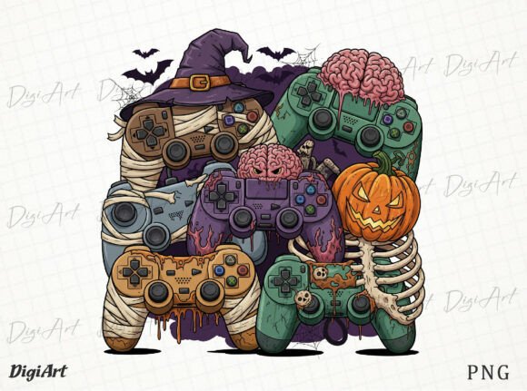 Halloween Skeleton Gaming Controller PNG: A Practical Design Asset for Print and Sublimation