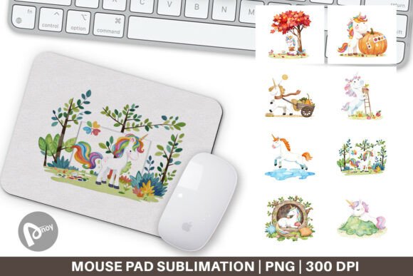 Mouse Pad Autumn Unicorn Whimsy