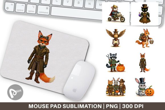 Mouse Pad Steampunk Halloween Animals