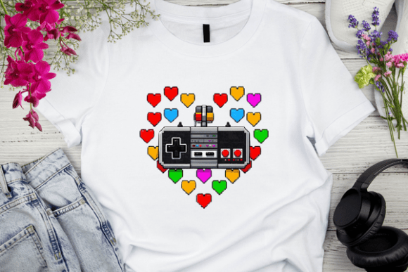 Retro Gaming Love T-Shirt Design: A Creative Asset for Nostalgic Expression