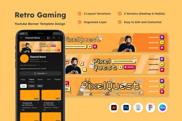 Retro Gaming YouTube Banner: Design a Channel That Stands Out
