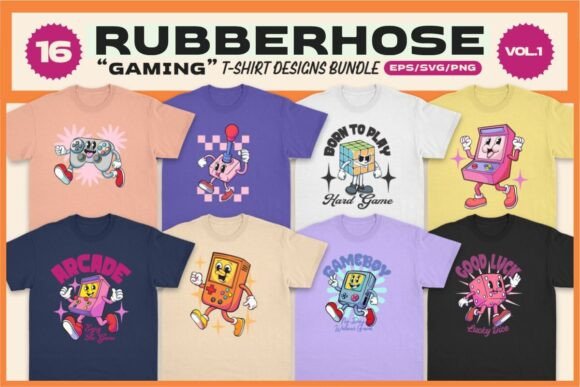Rubberhose Gaming T-Shirt Designs Bundle: A Complete Merchandise Solution