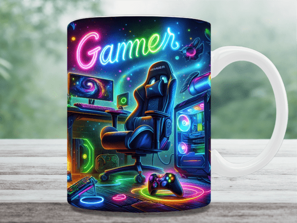 Ultimate Gaming Room Vibrant Mug Wrap: More Than Just a Coffee Cup Design