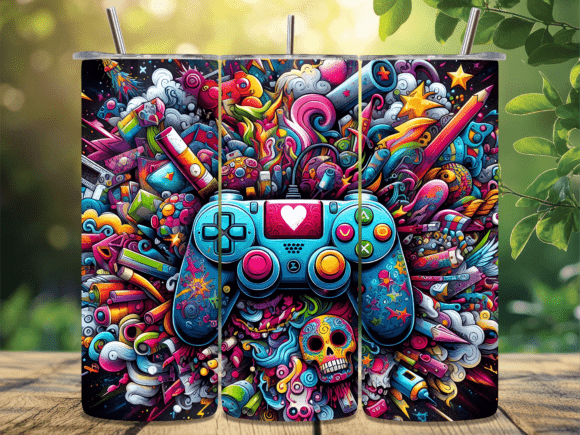 Unlock Creative Potential with the Vibrant Gaming Controller Art Tumbler