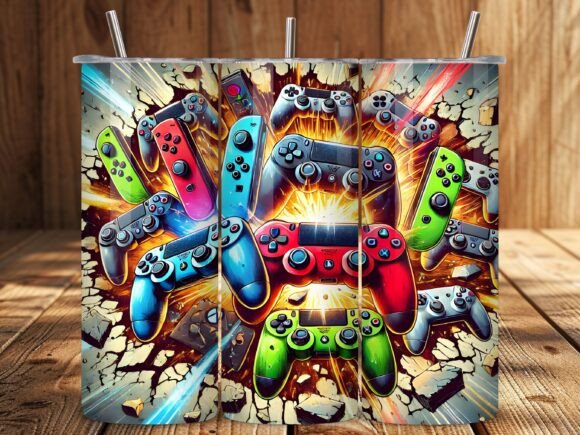 Vibrant Action Gaming Tumbler Wrap: Elevate Your Sublimation Projects